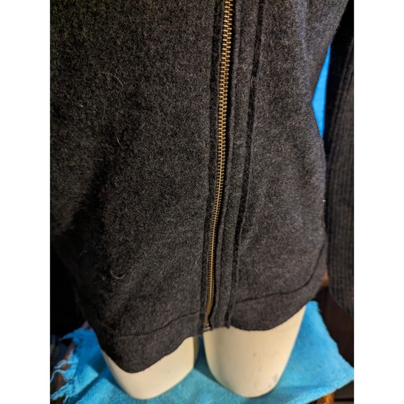 Women's Savile Row London Grey 100% Wool Motorcycle Styled Short Cardigan Sz Lg - Picture 6 of 6